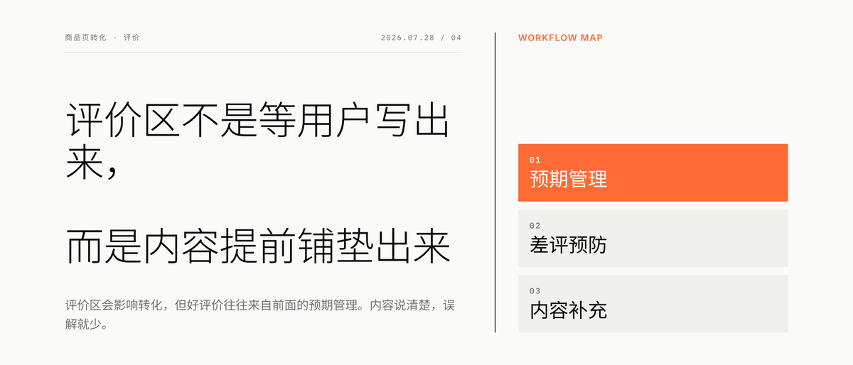 评价区不是等用户写出来，而是内容提前铺垫出来