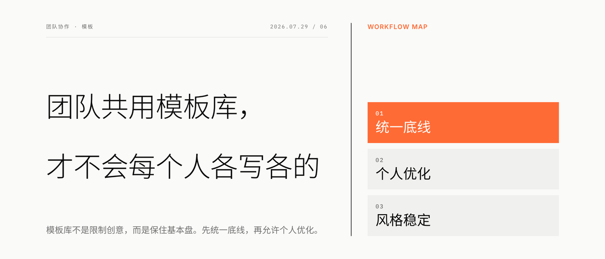 团队共用模板库，才不会每个人各写各的